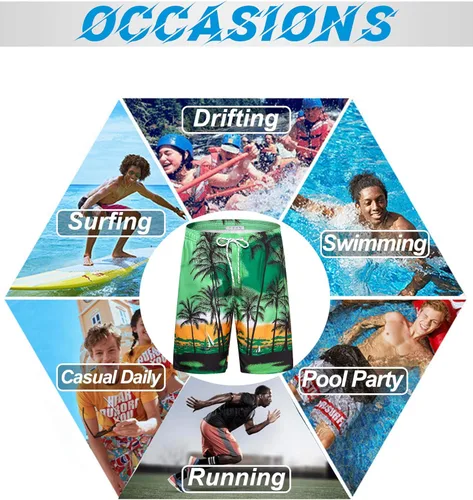 Vista 5 de APTRO Traje de baño de secado rápido para hombre, 9 pulgadas, forro de malla, trajes de baño largos para la playa