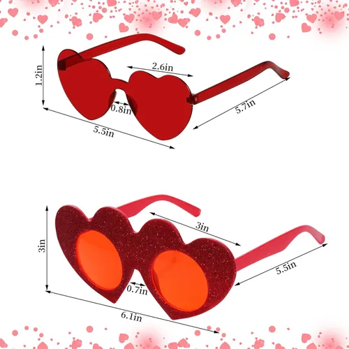 Vista 3 de Jmkcoz Diadema con forma de corazón para el día de San Valentín, lentes de sol con forma de corazón para San Valentín, fiesta, vacaciones, boda