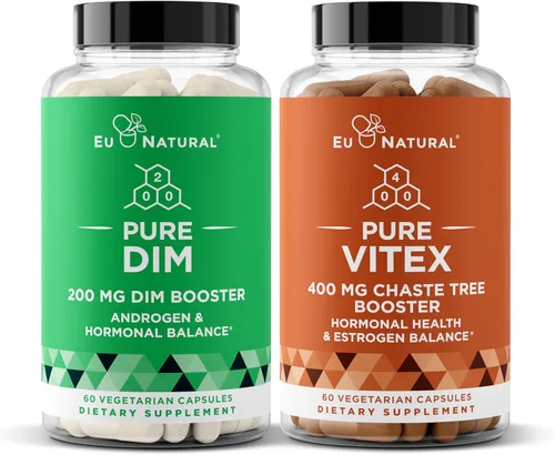 Pure DIM 200 Mg y Pure Vitex 400 mg Suplemento Bundle – Apoyo de equilibrio hormonal para energía, estrés, apoyo natural del síndrome premenstrual –