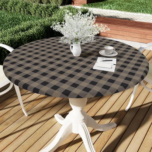 Vista 29 de Smiry - Mantel redondo de vinilo ajustable con bordes elásticos para mesas de picnic de 18"-24", mantel de vinilo impermeable con parte trasera