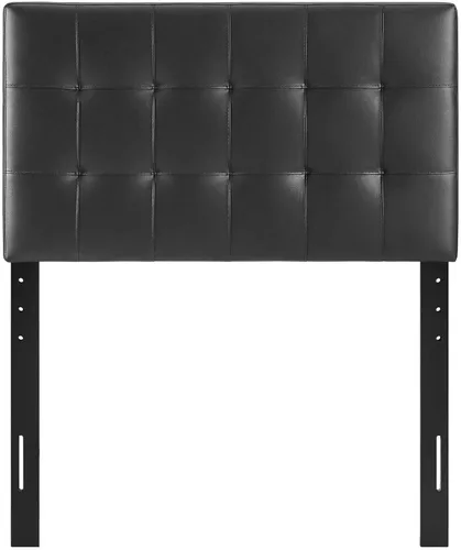 Vista 4 de Modway Lily - Cabecero individual tapizado de piel sintética con botones en color negro
