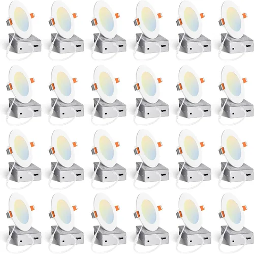 Vista 11 de Amico Paquete de 24 luces de techo empotrables ultrafinas de 3 pulgadas, 5 CCT, con caja de conexiones, 2700K/3000K/3500K/4000K/5000K