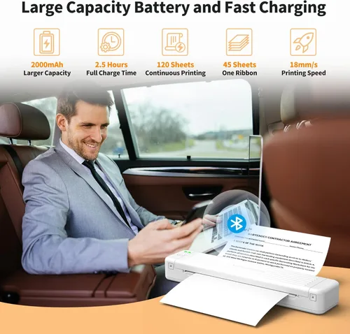 Vista 5 de Itari Impresora Bluetooth portátil térmica M08F con P831 impresoras portátiles inalámbricas para viajes