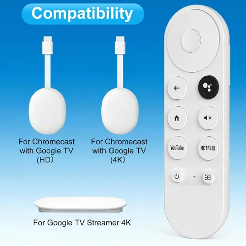 Vista 2 de Control remoto de repuesto para Google-Chromecast-Remote, para Chromecast con Google TV Remote 4K/HD y Google TV Streamer 4K