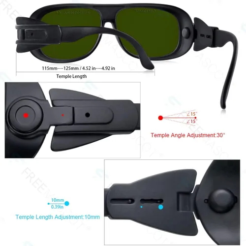Vista 3 de FreeMascot IPL 190nm-2000nm láser gafas de seguridad para tratamiento de depilación láser Protección ocular (verde)