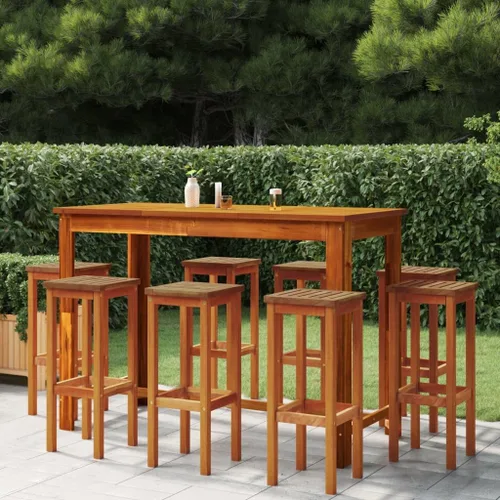 Vista 11 de Sillas de bar, 2 piezas, madera de acacia maciza, para exteriores, patio, comedor, césped, sillas de comedor al aire libre, Sillas para Comedor