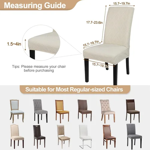 Vista 6 de SearchI Juego de 4 fundas impermeables para sillas de comedor, fundas elásticas para sillas Parsons extraíbles, lavables, fundas protectoras