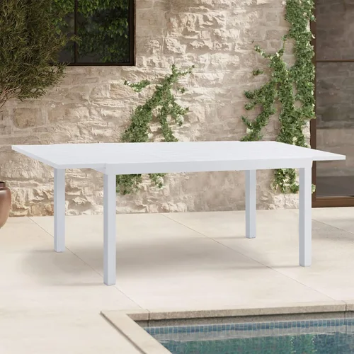 Vista 10 de Soleil Jardin Mesa de Comedor Extensible de Aluminio para Patio, 63" - 105", Mesa Rectangular Ajustable para Interiores y Exteriores con Superficie