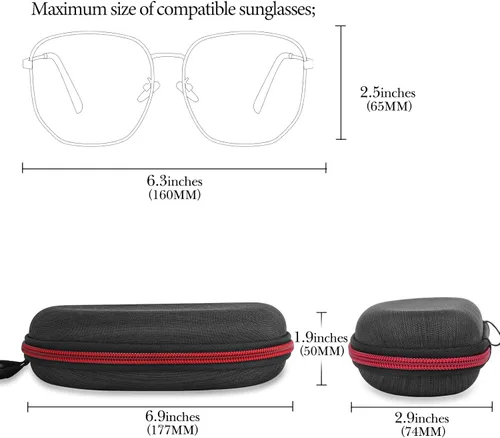 Vista 2 de Linkidea Estuche rígido extra grande para lentes de sol, bolsa de almacenamiento de gafas de sol de gran tamaño (XXL), Negro