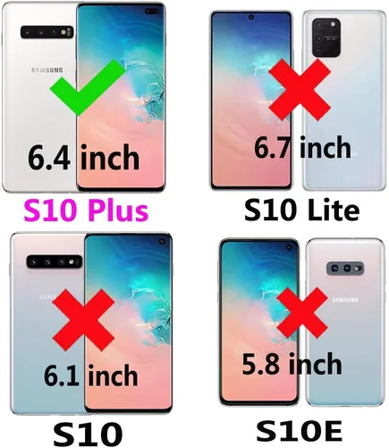 Vista 2 de Compatible con Samsung Galaxy S10 Plus - Funda tipo cartera con soporte para tarjetas, multifunción, 2 en 1, magnética, desmontable, para Glaxay
