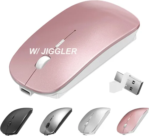 Vista 9 de Mouse inalámbrico para MacBook Air iMac Mac Pro Laptop Computer, Mouse inalámbrico silencioso recargable USB C con Jiggler para Surface Pro