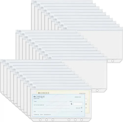 Vista 10 de Antner 20 piezas de bolsillos para carpeta A5 con 6 agujeros, insertos para planificador de presupuesto, sobres para rellenar con efectivo