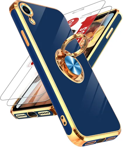 Vista 103 de LeYi Funda para iPhone XR: con Protector de Pantalla de Vidrio Templado [Paquete de 2] Soporte de Anillo Giratorio de 360°, Soporte Magnético
