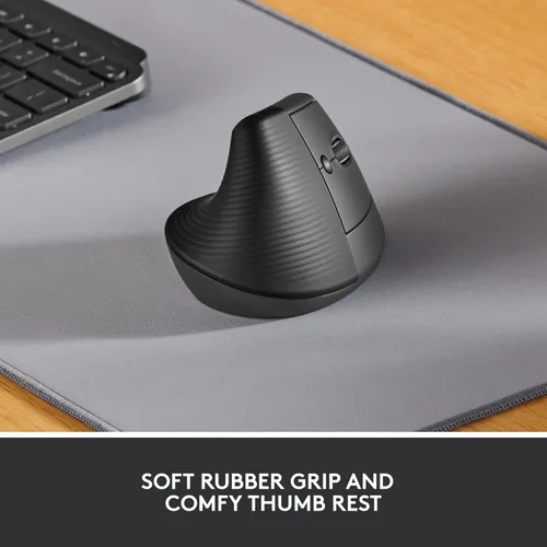 Vista 3 de Logitech Ratón ergonómico vertical de elevación, inalámbrico, Bluetooth o Logi Bolt receptor USB, clics silenciosos, 4 botones y mouse ergonómico