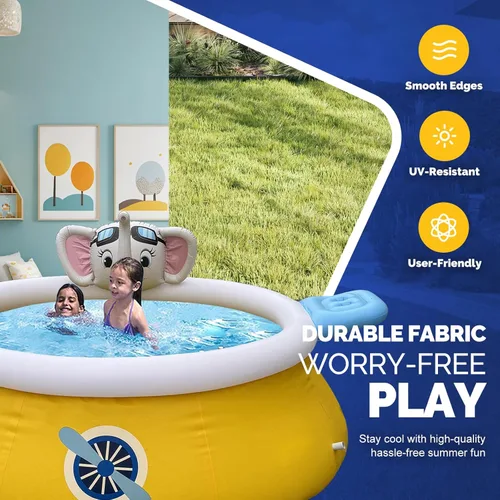 Vista 2 de DIMAR GARDEN Piscina inflable de espray de piscina de 6 pies x 29 pulgadas, piscina de elefante redonda al aire libre con anillo superior de aire