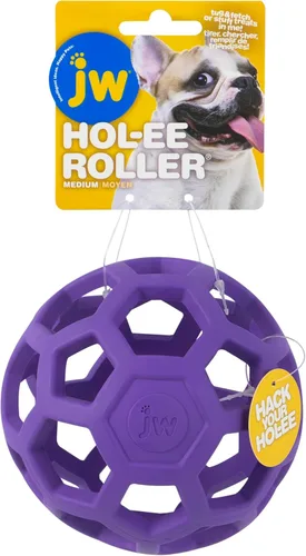 Vista 6 de JW Pet Hol-ee Roller - Bola de rompecabezas de juguete para perros, goma natural, pequeña (3 pulgadas de diámetro), los colores pueden variar