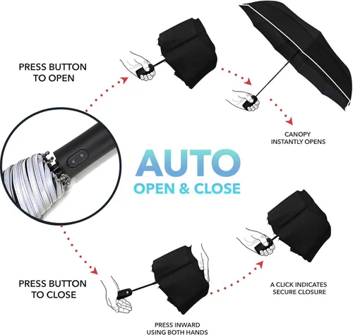 Vista 4 de MRTLLOA Paraguas de viaje compacto resistente al viento de 4249 pulgadas para lluvia, ligero, portátil, automático, fuerte, impermeable plegable