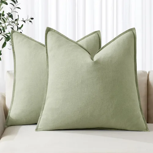 Vista 10 de MIULEE Decorative Linen Pillow Covers 16x16 Inch Reddish Brown Boho Farmhouse Neutral Couch Throw Pillows for Bed Pack of 2 Accent Modern Pillowcase