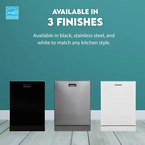 Vista 5 de Equator 24" Built in Tall Tub Dishwasher 15 Place 3rd Rack 8 Wash 1400 RPM Turbo Dry 110V E-Star in Silver