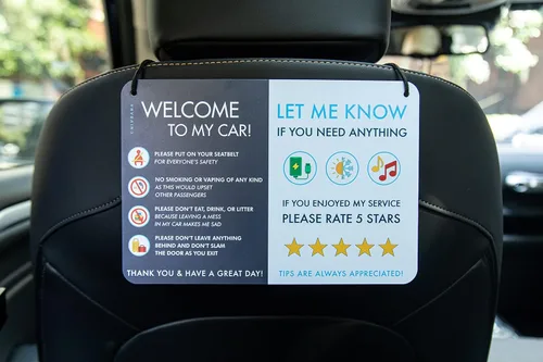 NIVRANA Paquete de 2 letreros de coche Rideshare - Mejores relaciones con los clientes, calificaciones más altas y más consejos con letrero