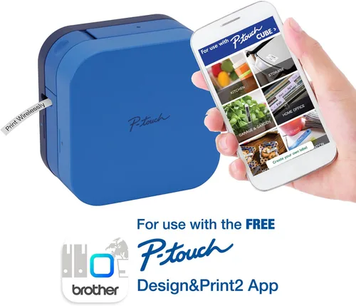 Vista 7 de Brother P-Touch Cube - Etiquetadora para teléfono inteligente, tecnología inalámbrica Bluetooth, múltiples plantillas disponibles, compatible