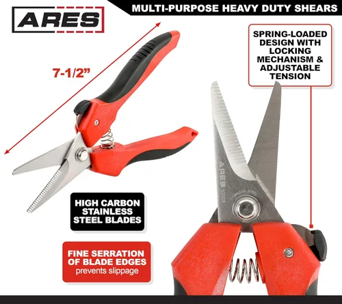 Vista 3 de ARES 32005-7 Tijeras multiusos de 1/2 pulgadas, cuchillas de acero inoxidable de alto carbono finamente dentadas, corta alambre, aislamiento, cable
