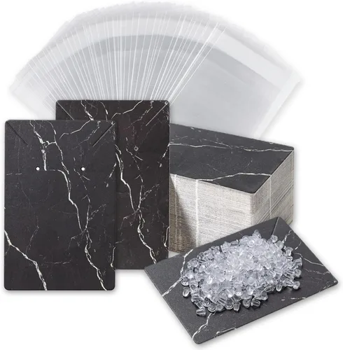 Tarjetas para Aretes, Juego de Suministros para Fabricación de Joyas con 100 Piezas de Tarjetas Porta-Aretes, 200 Piezas de Respaldos para Aretes y