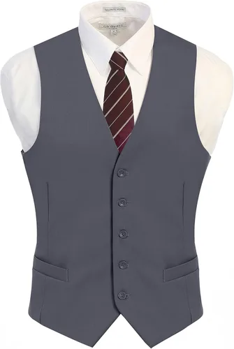 Vista 2 de Gioberti Chaleco de traje formal para hombre apto para negocios o vestido casual