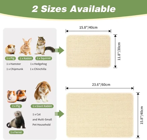 Vista 8 de FHTONGE 2 alfombrillas rascadoras de conejo de sisal para ropa de cama de jaula, almohadillas para rascar conejos, alfombrillas de conejo con base