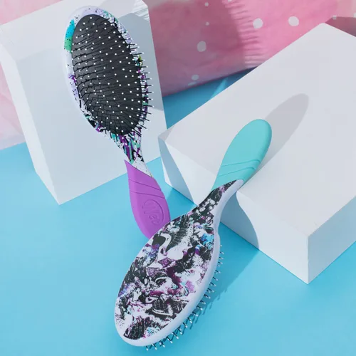 Vista 5 de Wet Brush-Pro: Cepillo desenredante profesional para el cabello, de fácil agarre, edición limitada Art, color morado artístico/multicolor
