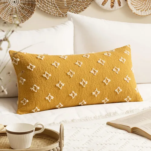 Vista 25 de EMEMA - Juego de 2 fundas decorativas para almohada de otoño, amarillas, de 18 x 18 pulgadas, con diseño de girasol jacquard y margaritas, funda