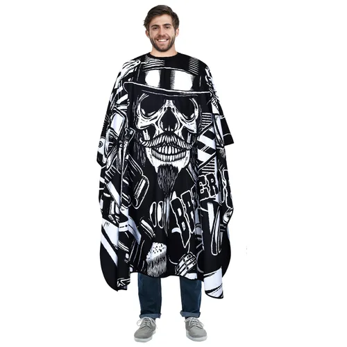 Capa profesional impermeable de corte de pelo de leopardo con broches, capa de salón de poliéster con cuello ajustable para estilistas profesionales
