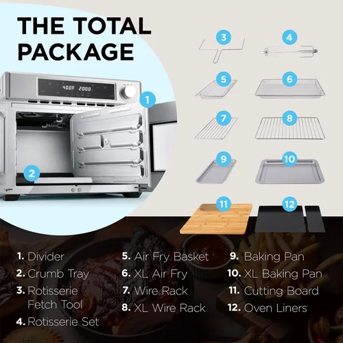 Vista 2 de Ivation Horno freidora de aire de doble zona con puerta francesa - 32 cuartos de galón, horno tostador de convección combinado, multifunción de 10