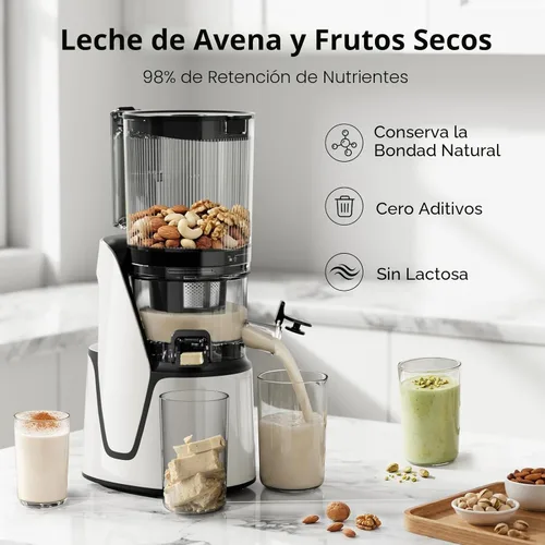 Vista 10 de EanOruus Máquinas Exprimidoras, Extractor de Jugos de Prensa Fría 3 en 1 con Conducto Extra Grande de 6.5", Gran Capacidad de 100oz, Motor AC, Hace
