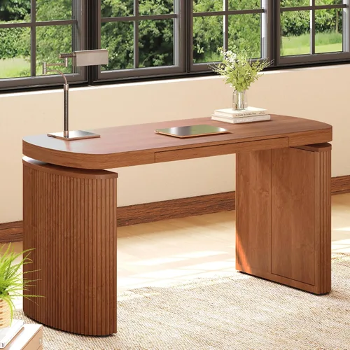 Vista 11 de FLEXISPOT 63"x30" Executive Standing Desk with Drawer, Brown Marrón