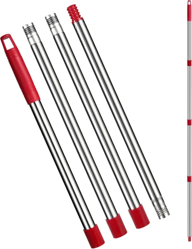 Vista 8 de Mango de repuesto para trapeador giratorio – Mango de escoba o trapeador de 4 secciones compatible con repuestos de trapeador giratorio O Cedar