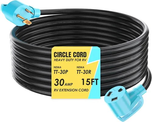 Vista 13 de CircleCord Cable de alimentación para caravana de 30 amperios de 36 pies con bloqueo giratorio, resistente calibre 10, 3 cables, STW de cobre puro