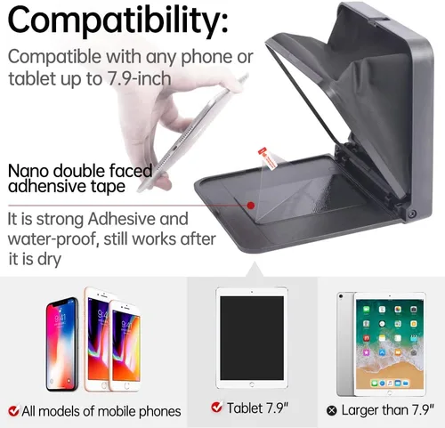 Vista 8 de LENSGO Teleprompter portátil para iPad Tablet Smartphone Cámara DSLR de 7.9 pulgadas, APP compatible con sistema iOS y Android para enseñanza