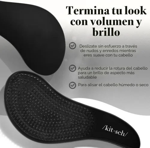 Vista 3 de Kitsch Cepillo desenredante – Cepillo suave para cabello rizado con cerdas flexibles para todo tipo de cabello – húmedo o seco Cepillos Negro