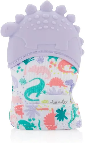 Vista 14 de Itzy Ritzy Manopla de dentición de silicona, manopla calmante para dentición infantil con correa ajustable, sonido arrugado y silicona texturizada