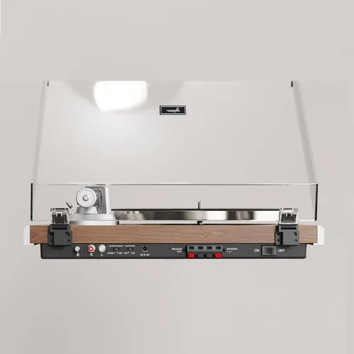 Vista 9 de Syitren KORUS - Tocadiscos con altavoces externos, tocadiscos Bluetooth, tocadiscos de transmisión por correa de 2 velocidades, contrapeso