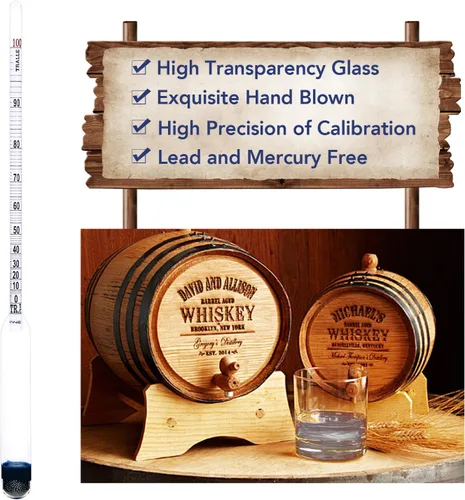 Vista 5 de Circrane Hidrómetro de Alcohol 0-200 Proof y Tralle con kit de frasco de prueba de vidrio, probador preciso y cilindro de vidrio para licor