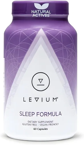 Levium Suplemento de fórmula para dormir | Cápsulas naturales de ayuda para la relajación con melatonina, GABA, L-teanina, magnesio | Botella de 60