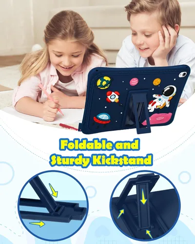 Vista 5 de Funda para iPad Air 3/Pro de 10.5 pulgadas - Niños Adolescentes Cool Cartoon Astronauta Space Men 3D Silicona Tablet Cover con soporte para iPad