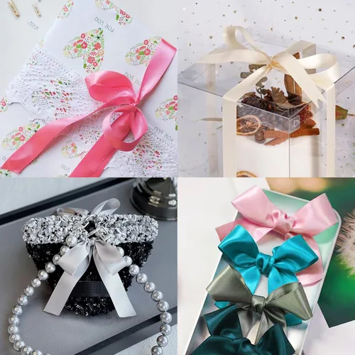 Vista 5 de Maclemon Cinta de satén dorada de 34 pulgadas de ancho de 100 yardas de doble cara, cinta de tela dorada para envolver regalos, muy adecuada