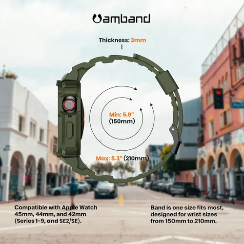 Vista 9 de amBand E1 Correa y Caja Resistente para Apple Watch – Compatible con Series 1–11, SE3/SE2/SE – y Ultra 3/2/1, Diseño Ligero a Prueba de Golpes