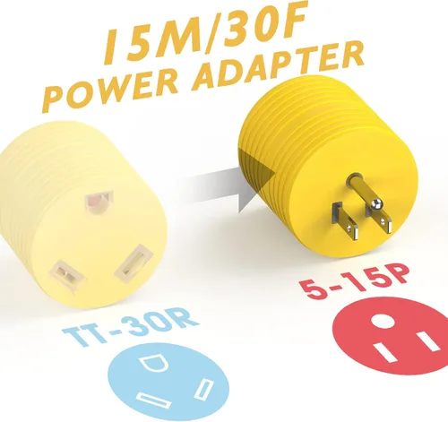 Vista 6 de TOOLIOM Cable de extensión para generador de 30 amperios, NEMA TT-30P/TT-30R RV cable de extensión de 125 V 3750 W 10/3 AWG STW cable generador