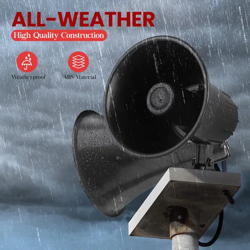 Vista 6 de Pyle Altavoz de bocina de trompeta mono para todo tipo de clima, altavoz PA portátil de 5 pulgadas con impedancia de 8 ohmios y potencia máxima