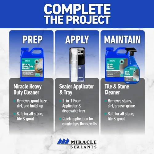 Vista 8 de Sellador penetrante avanzado Miracle Sealants 511 H2O Plus para encimeras, piedra, baldosas y lechada, galón