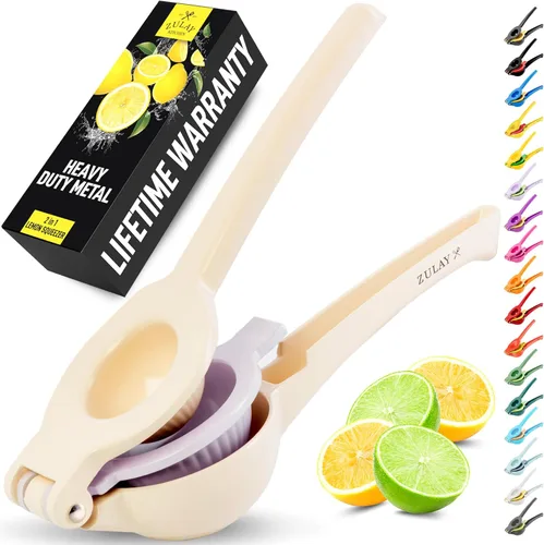 Vista 20 de Zulay Kitchen Exprimidor de Limón 2 en 1 de Metal - Exprimidor de Mano Resistente de Máxima Extracción que Obtiene Hasta la Última Gota - Exprimidor